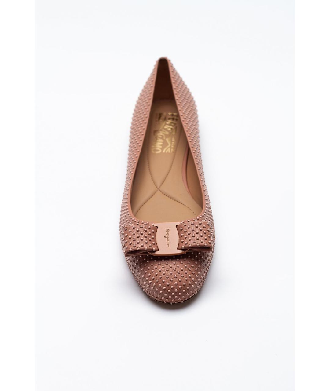 FERRAGAMO Оранжевое кожаные балетки, фото 3