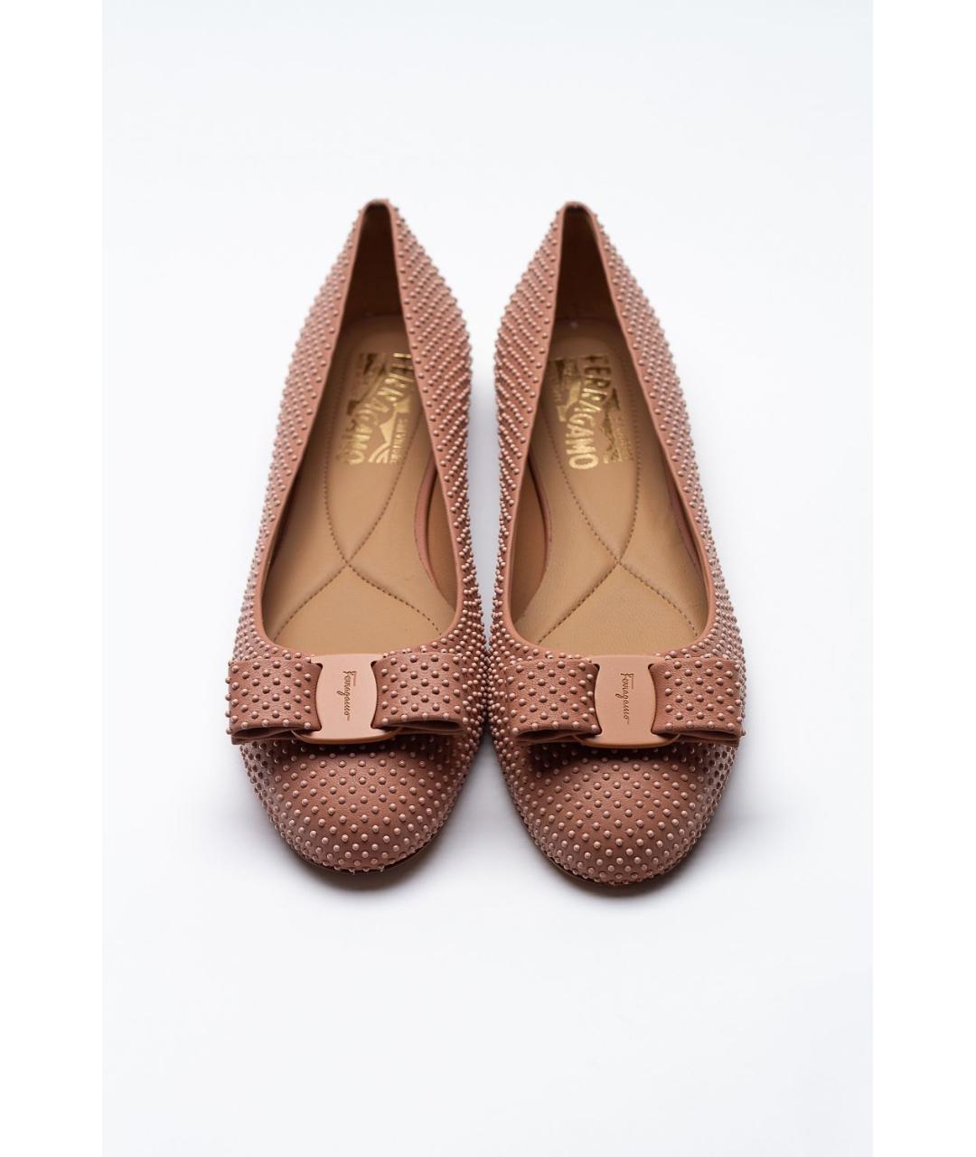 FERRAGAMO Оранжевое кожаные балетки, фото 2