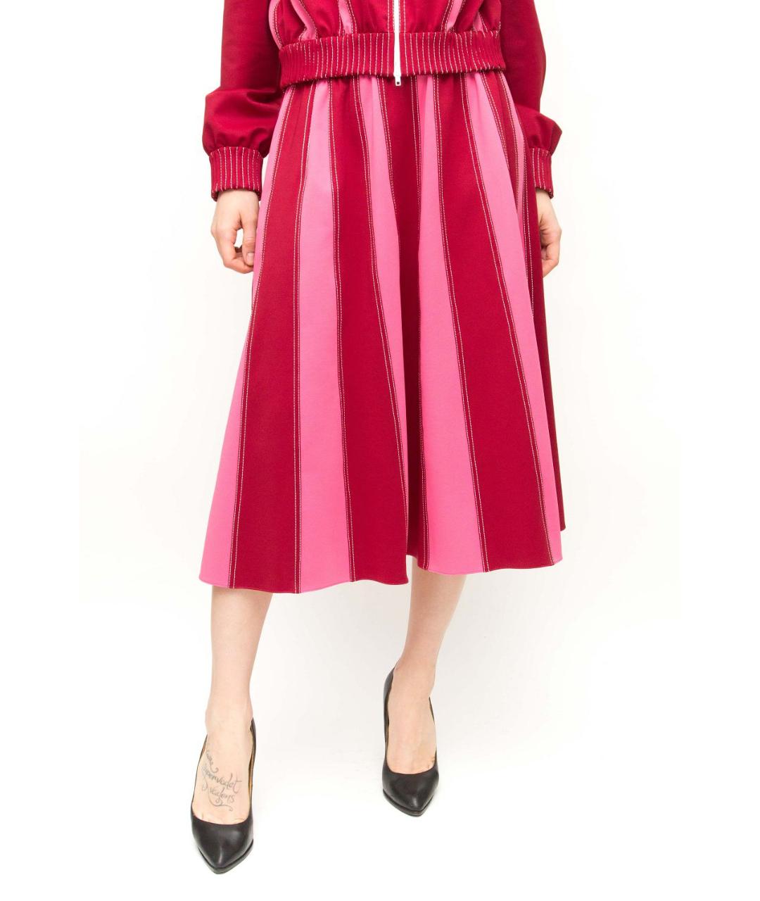 VALENTINO Красная полиэстеровая юбка миди, фото 4