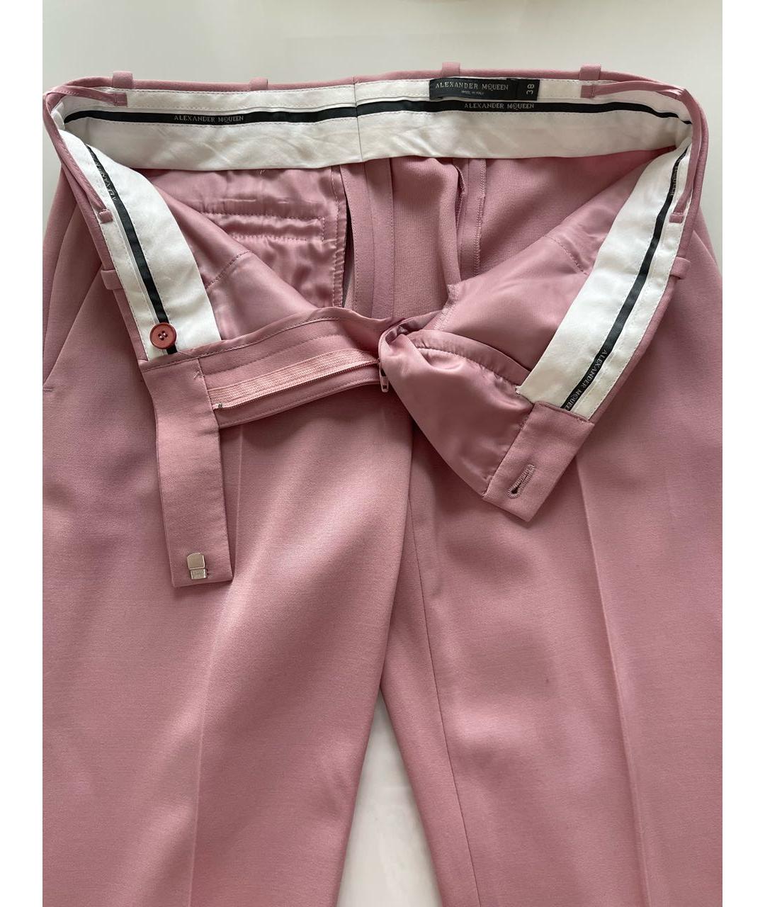 ALEXANDER MCQUEEN Розовые шерстяные брюки узкие, фото 5