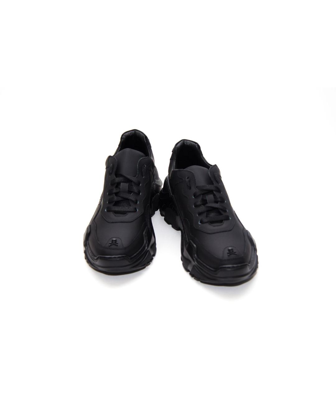 PHILIPP PLEIN Черные кожаные низкие кроссовки / кеды, фото 3