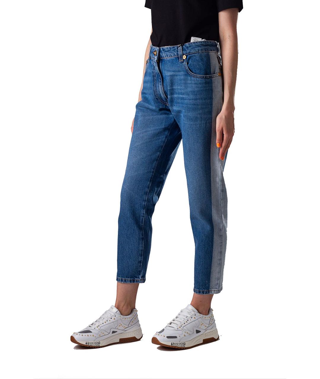 VERSACE Голубые хлопковые прямые джинсы, фото 2