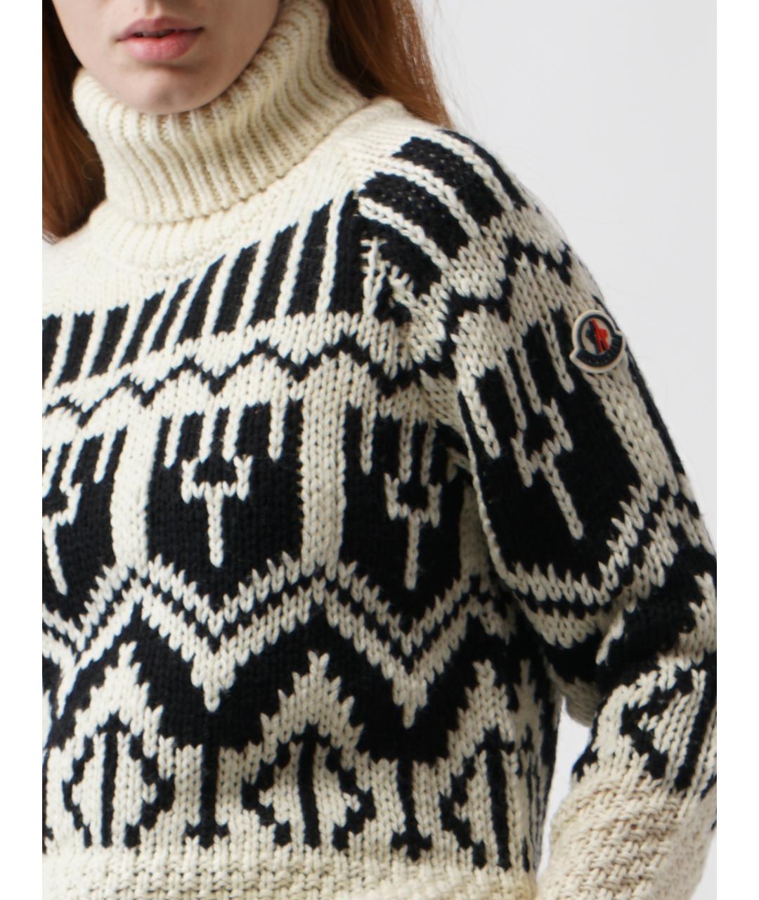 MONCLER Белый шерстяной джемпер / свитер, фото 3
