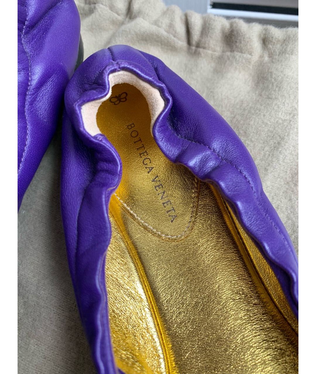 BOTTEGA VENETA Фиолетовые кожаные балетки, фото 4
