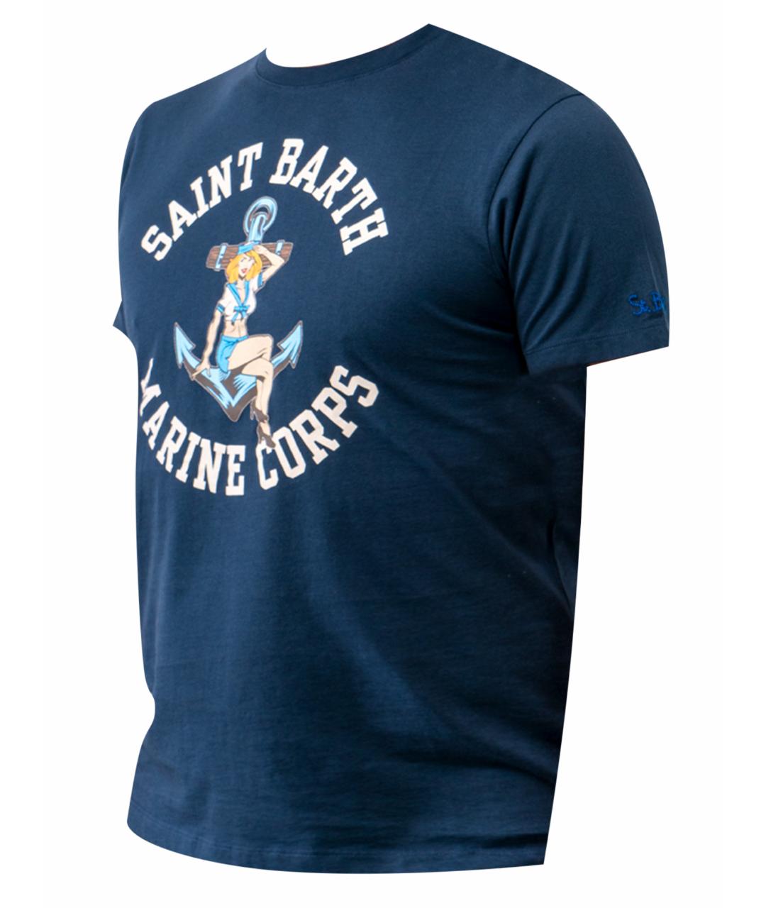 MC2 SAINT BARTH Синяя хлопковая футболка, фото 1