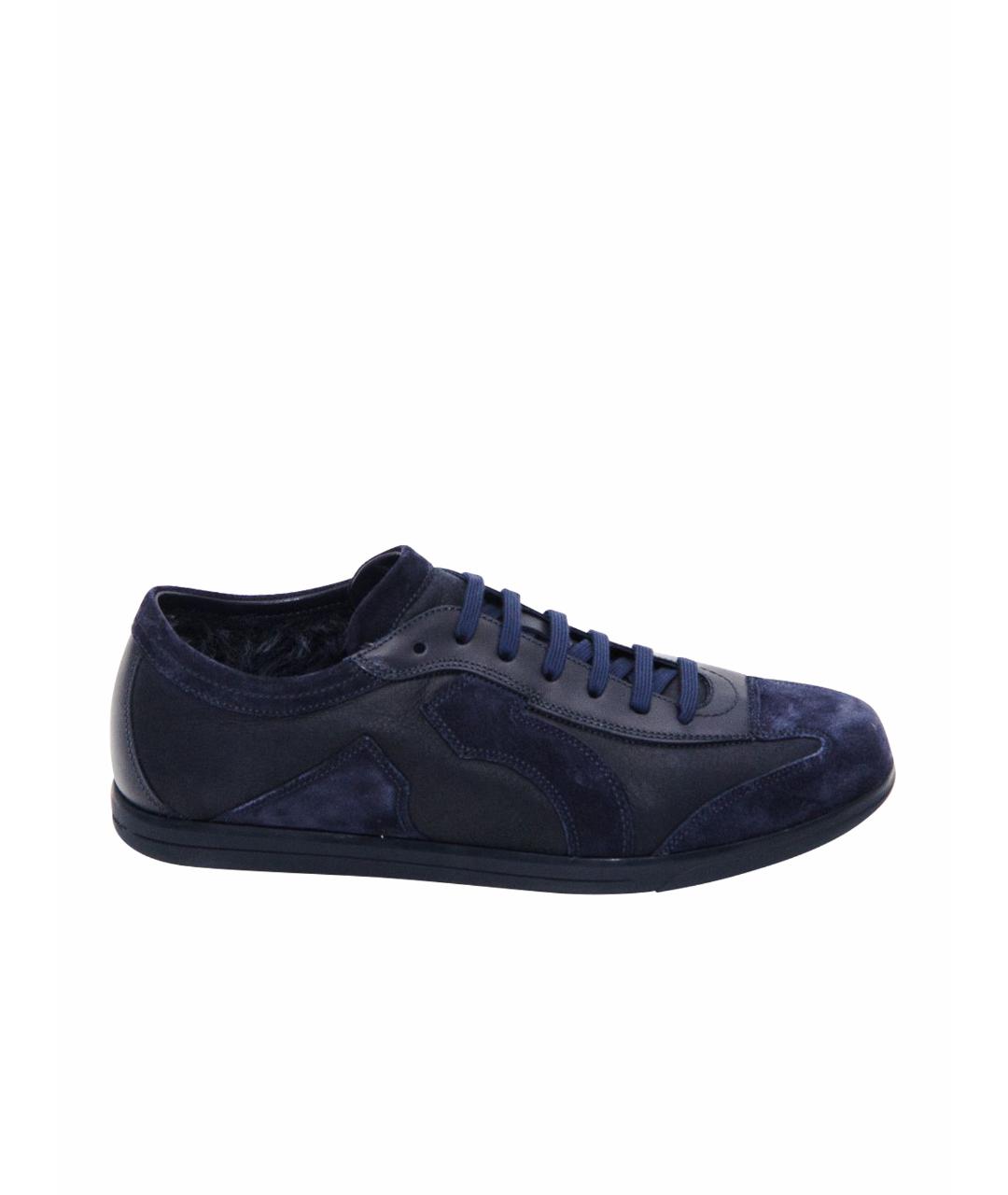 SALVATORE FERRAGAMO Синие замшевые низкие кроссовки / кеды, фото 1