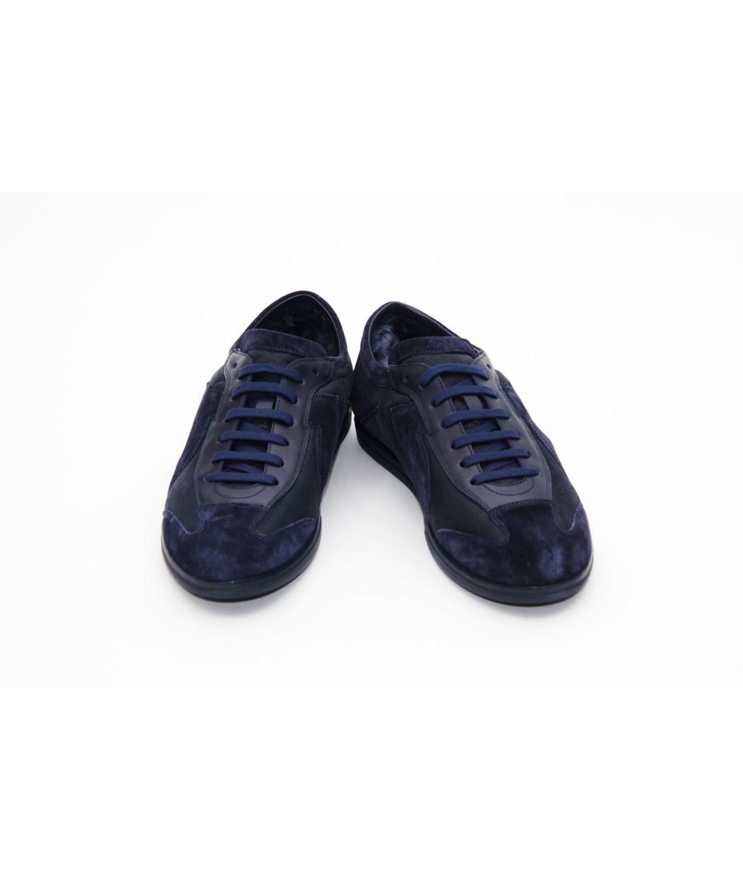 SALVATORE FERRAGAMO Синие замшевые низкие кроссовки / кеды, фото 2
