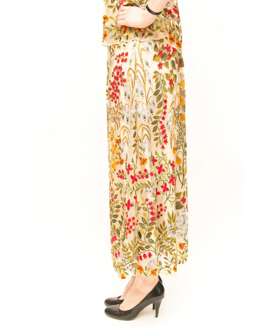 RED VALENTINO Бежевая полиамидовая юбка макси, фото 3