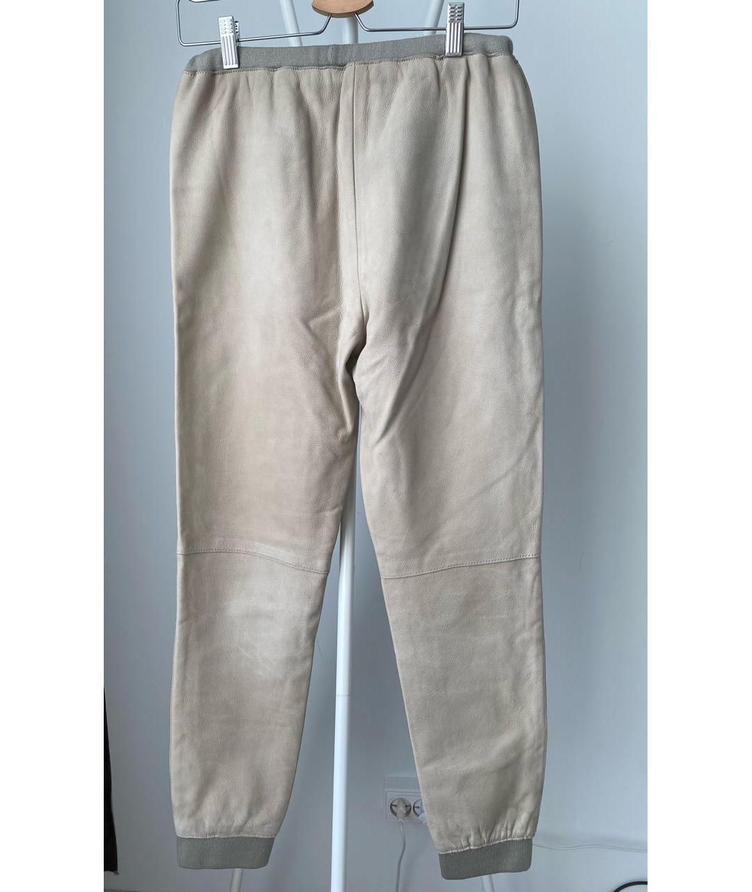 3.1 PHILLIP LIM Бежевые кожаные прямые брюки, фото 2