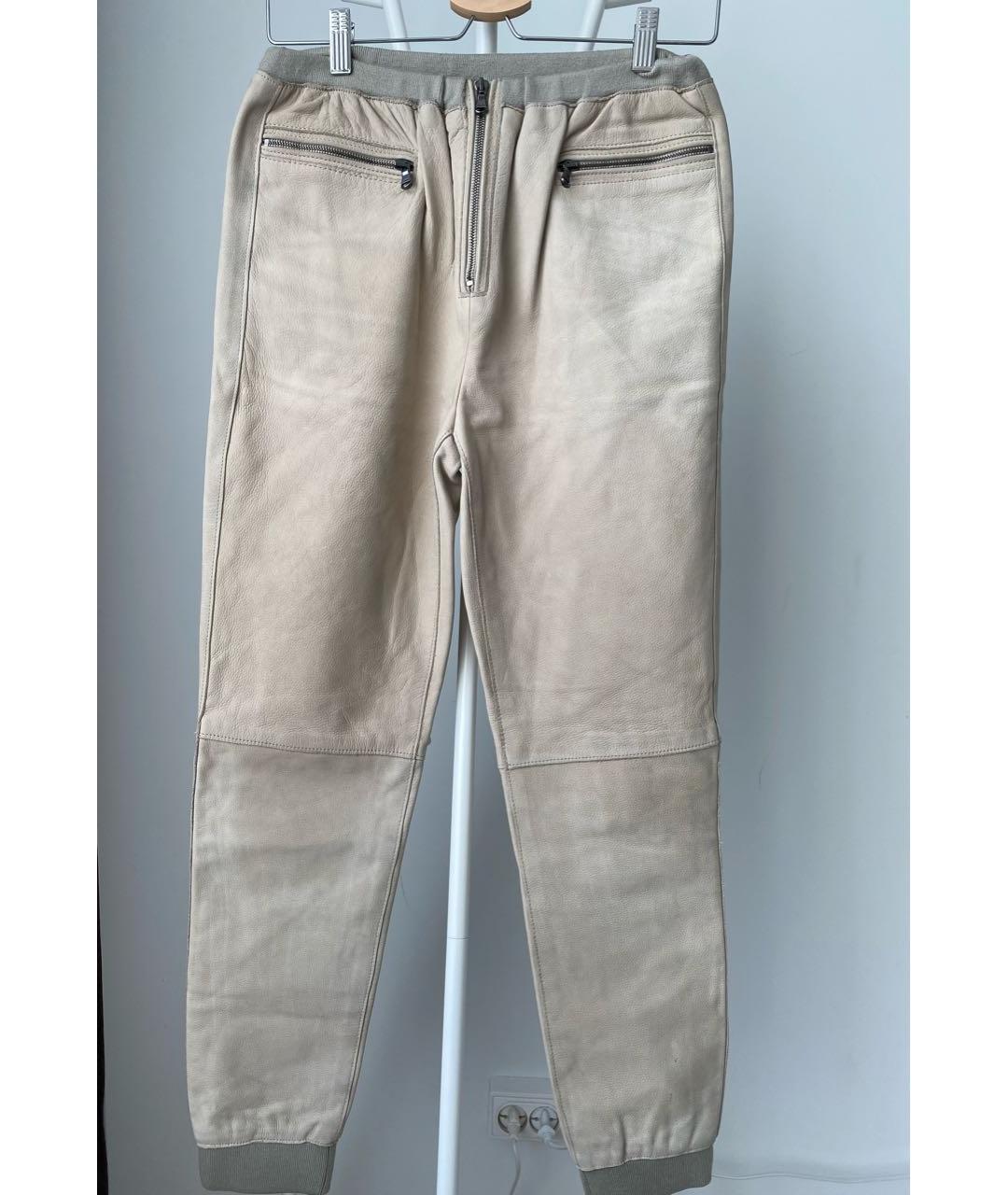 3.1 PHILLIP LIM Бежевые кожаные прямые брюки, фото 9