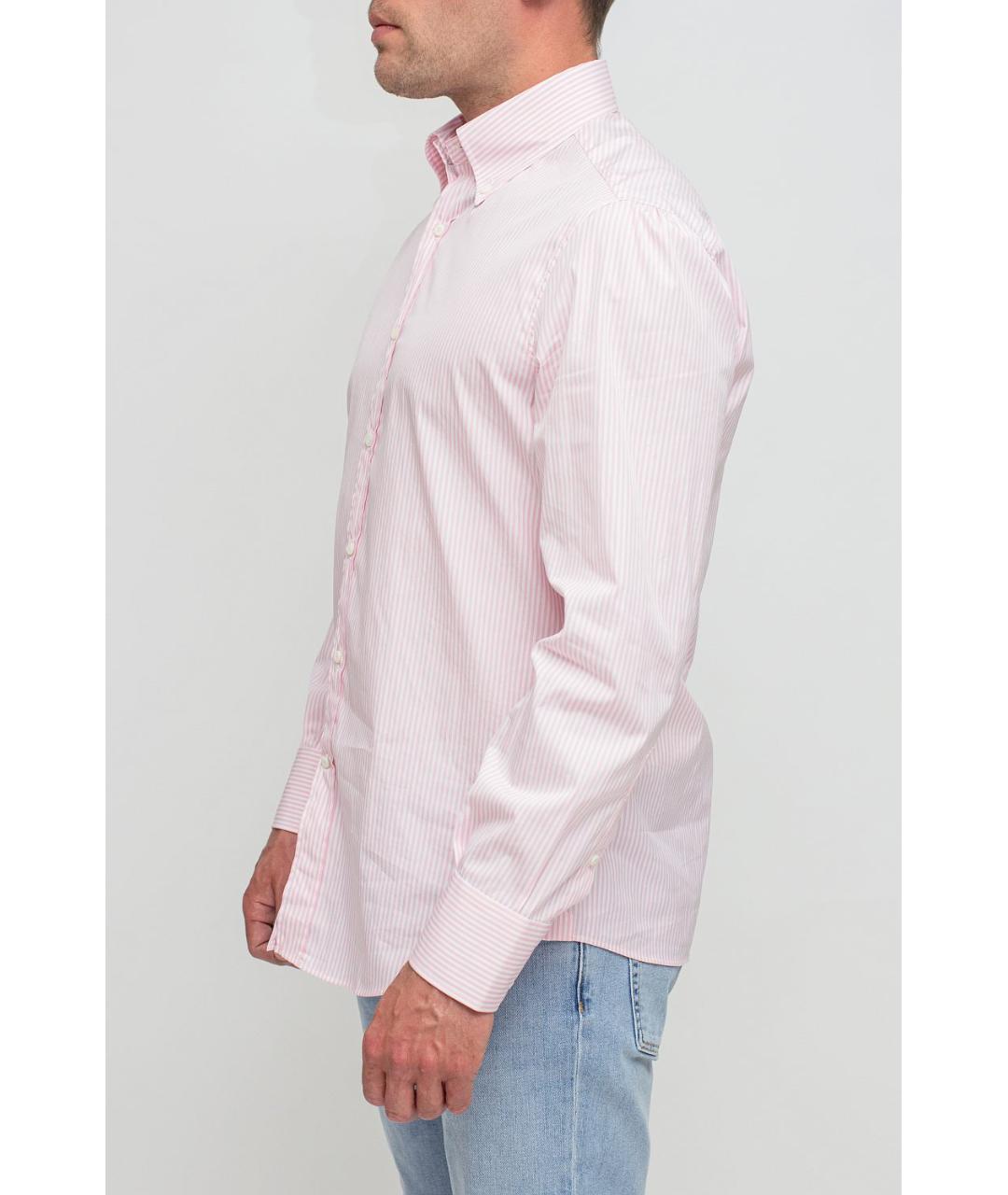 BRUNELLO CUCINELLI Розовая хлопковая кэжуал рубашка, фото 2