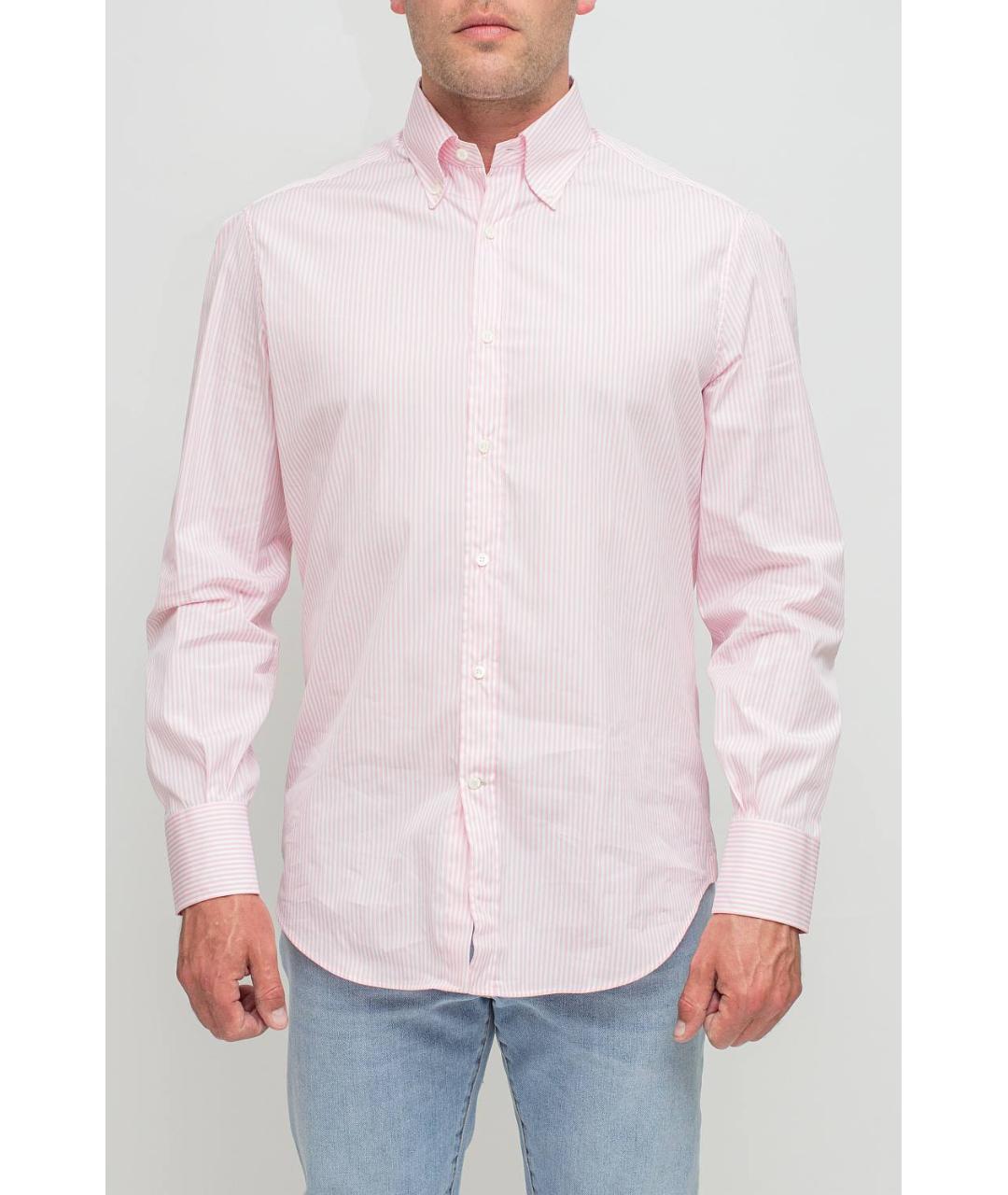 BRUNELLO CUCINELLI Розовая хлопковая кэжуал рубашка, фото 4