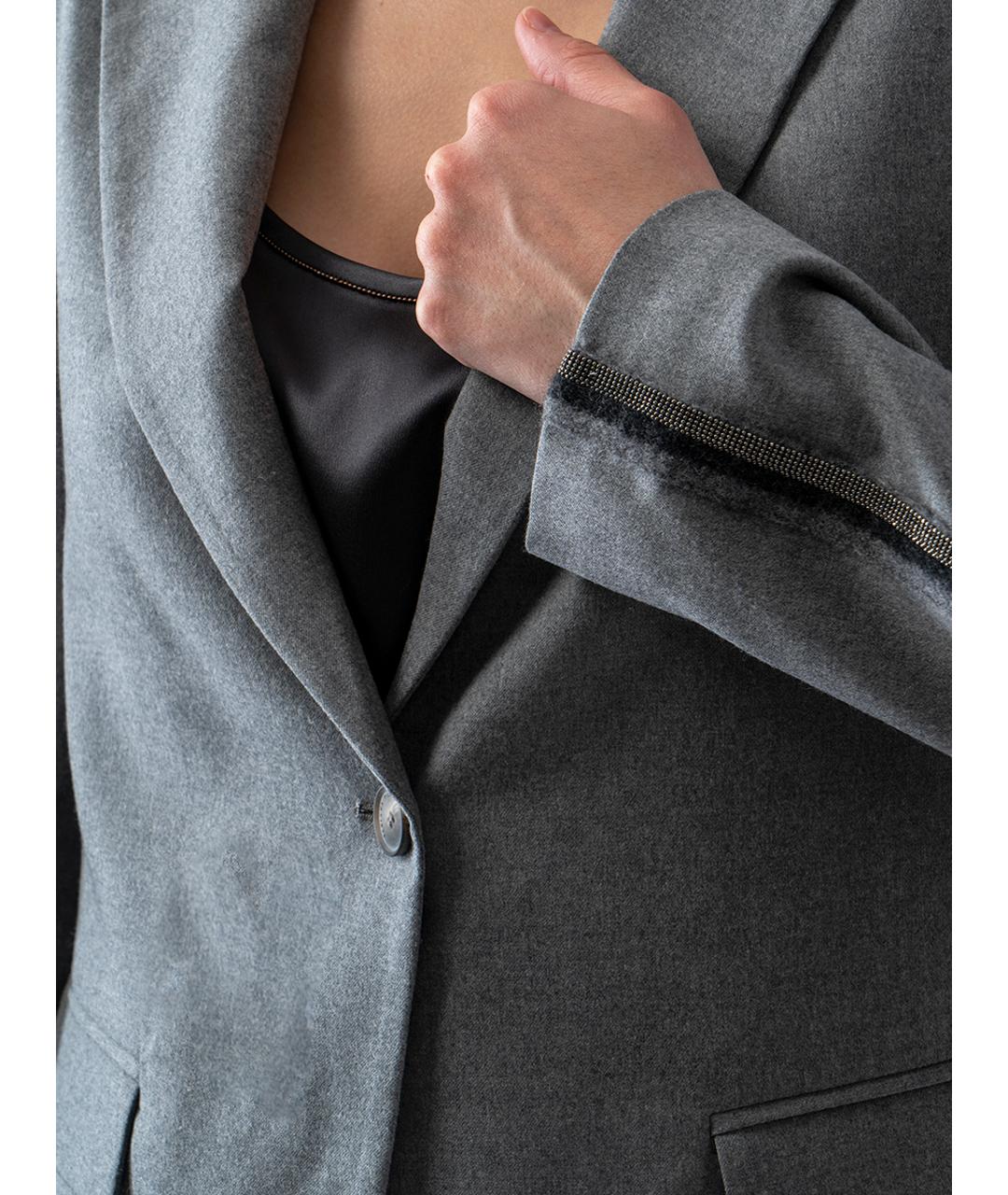 FABIANA FILIPPI Серый шерстяной жакет/пиджак, фото 4