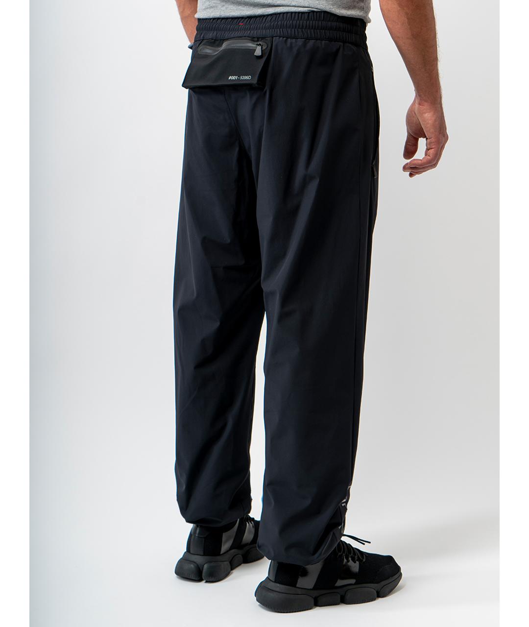 MONCLER Черные полиамидовые повседневные брюки, фото 2