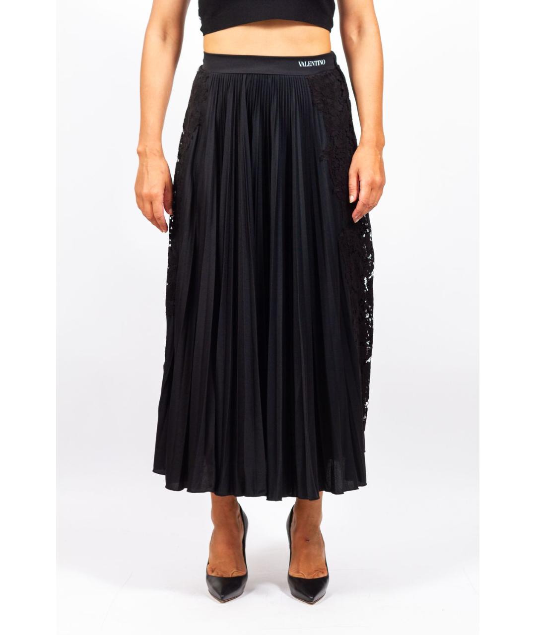 VALENTINO Черная полиэстеровая юбка миди, фото 4