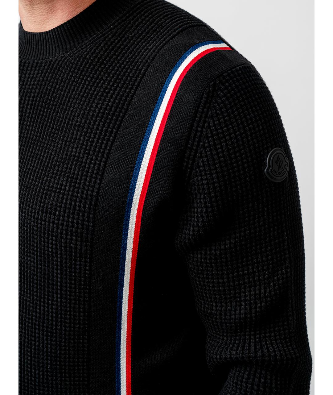 MONCLER Черный хлопковый джемпер / свитер, фото 4