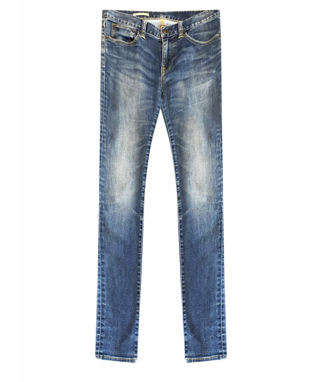 RALPH LAUREN Темно-синие хлопко-полиэстеровые джинсы слим, фото 1