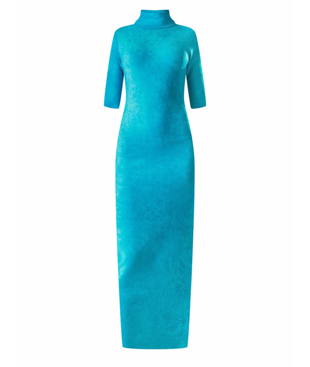 BALENCIAGA Бирюзовое вискозное повседневное платье, фото 1