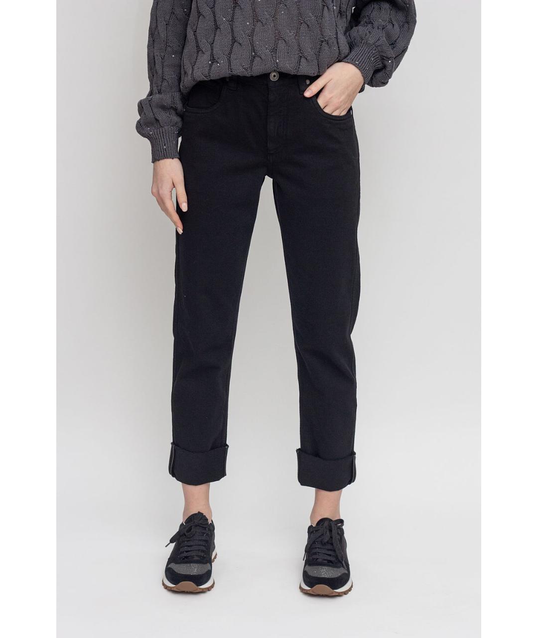 BRUNELLO CUCINELLI Черные хлопковые прямые джинсы, фото 4