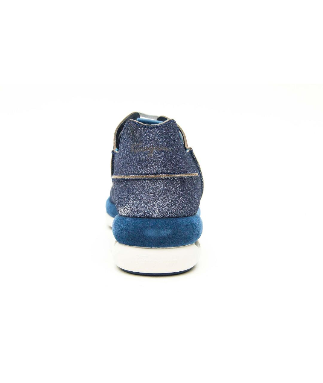 SALVATORE FERRAGAMO Синие кожаные кроссовки, фото 4