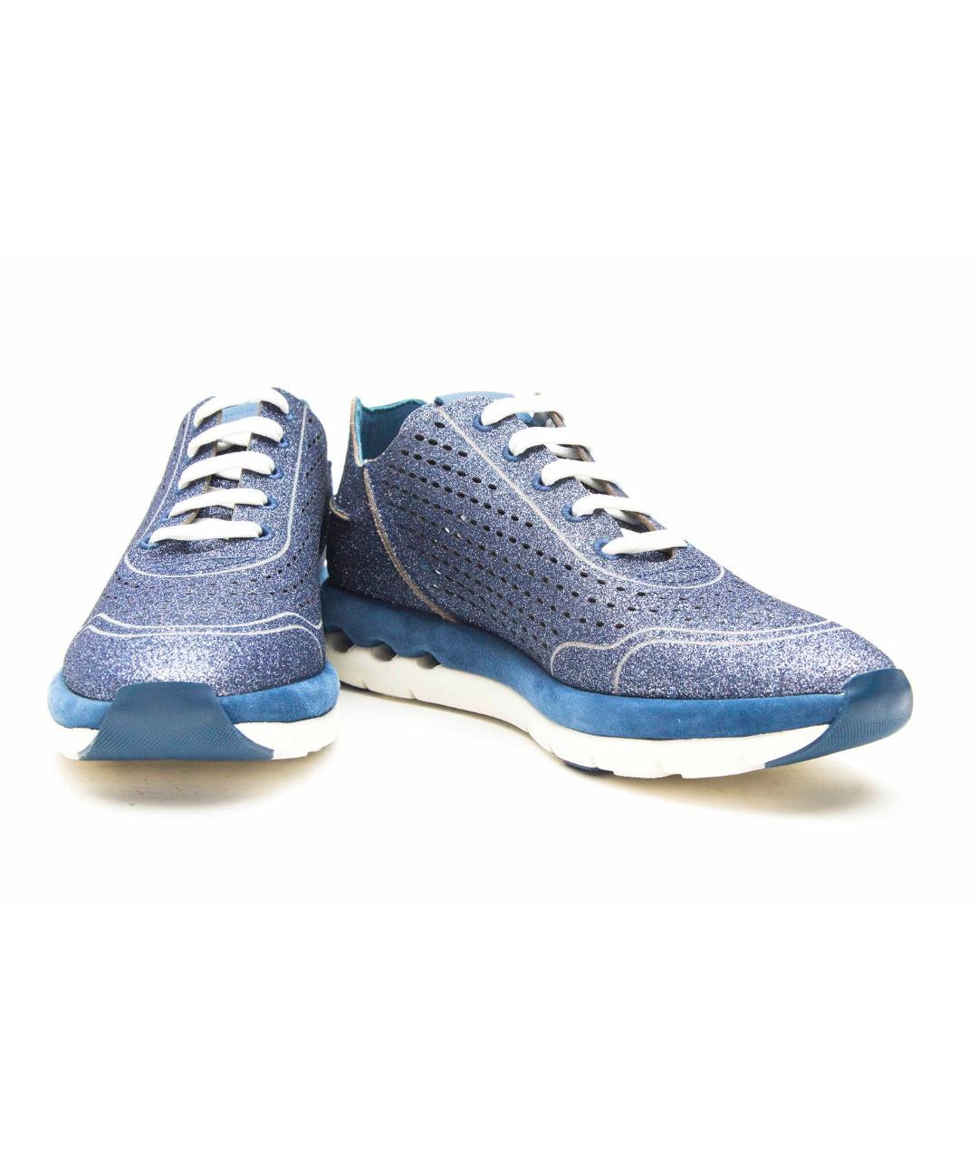 SALVATORE FERRAGAMO Синие кожаные кроссовки, фото 2