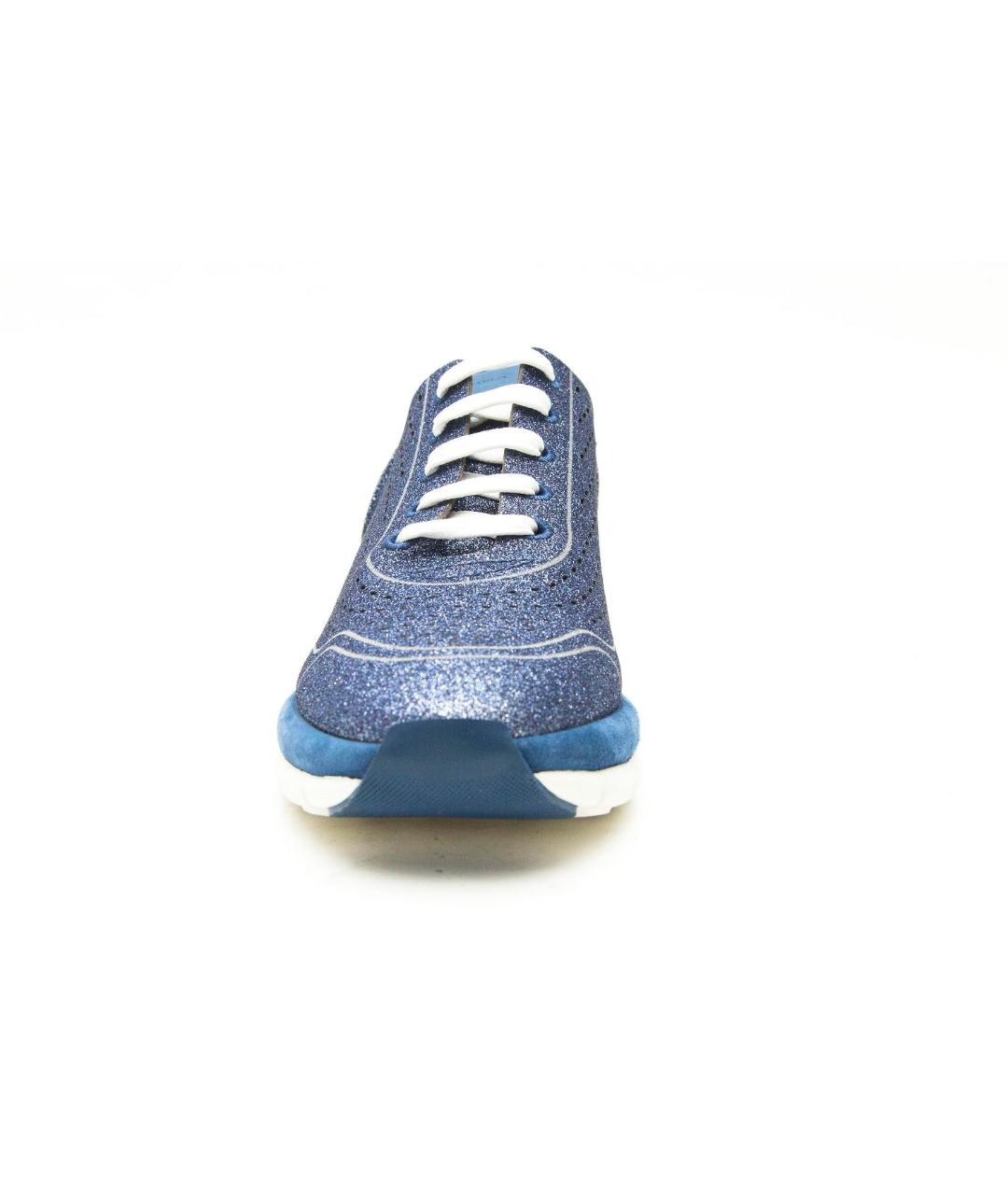SALVATORE FERRAGAMO Синие кожаные кроссовки, фото 3