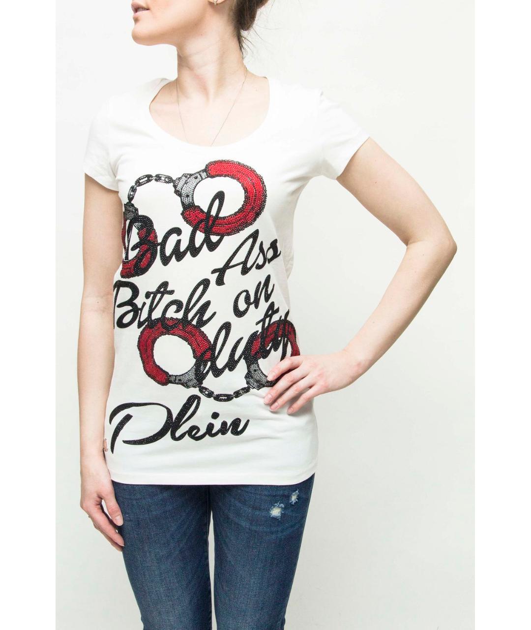 PHILIPP PLEIN Белая хлопковая футболка, фото 4