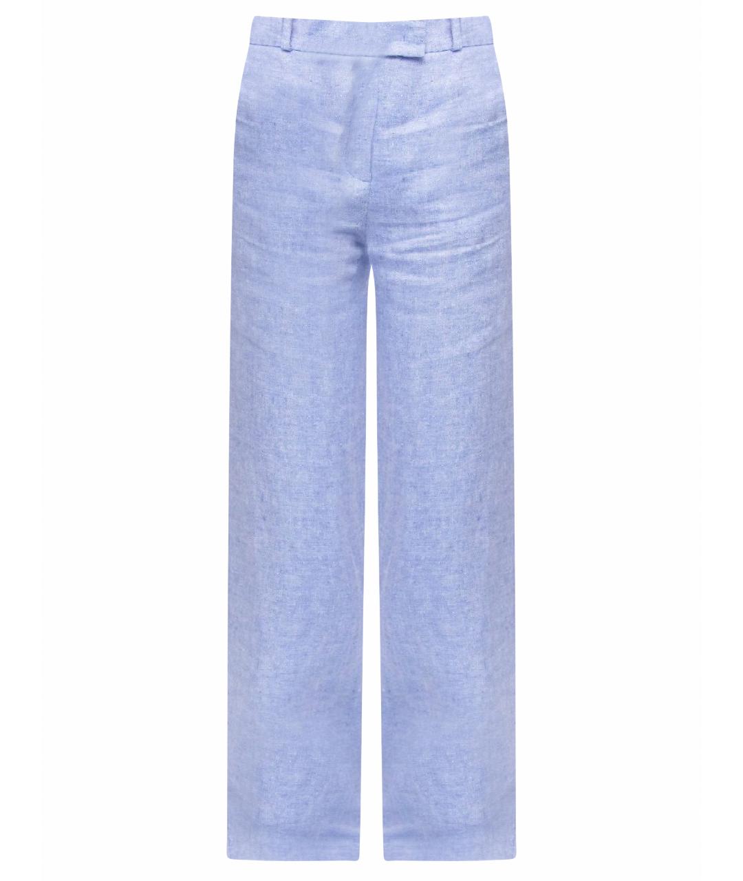LORO PIANA Голубые льняные прямые брюки, фото 1