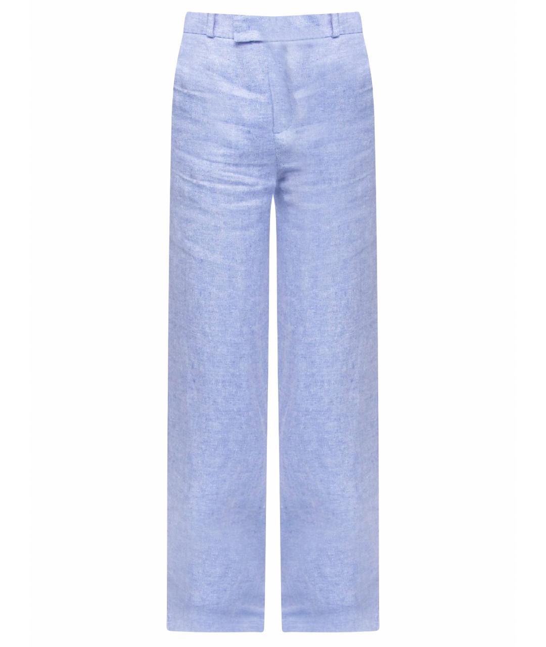 LORO PIANA Голубые льняные прямые брюки, фото 5
