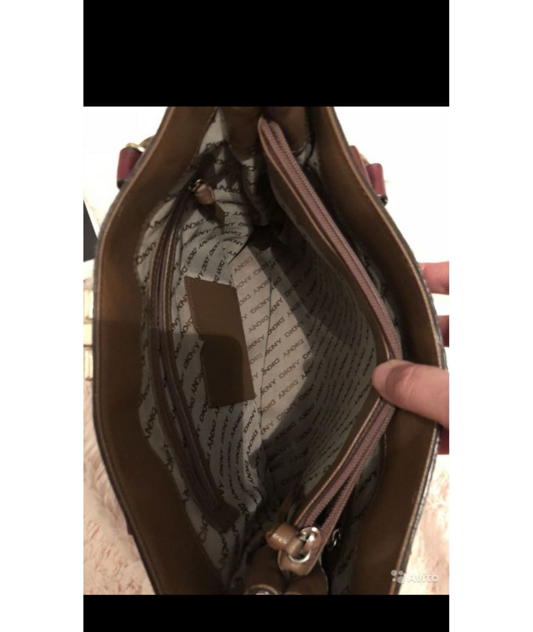DKNY Бордовая кожаная сумка тоут, фото 2