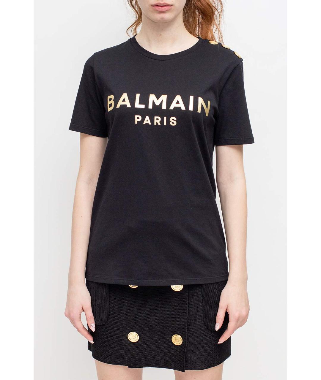 BALMAIN Черная хлопковая футболка, фото 4