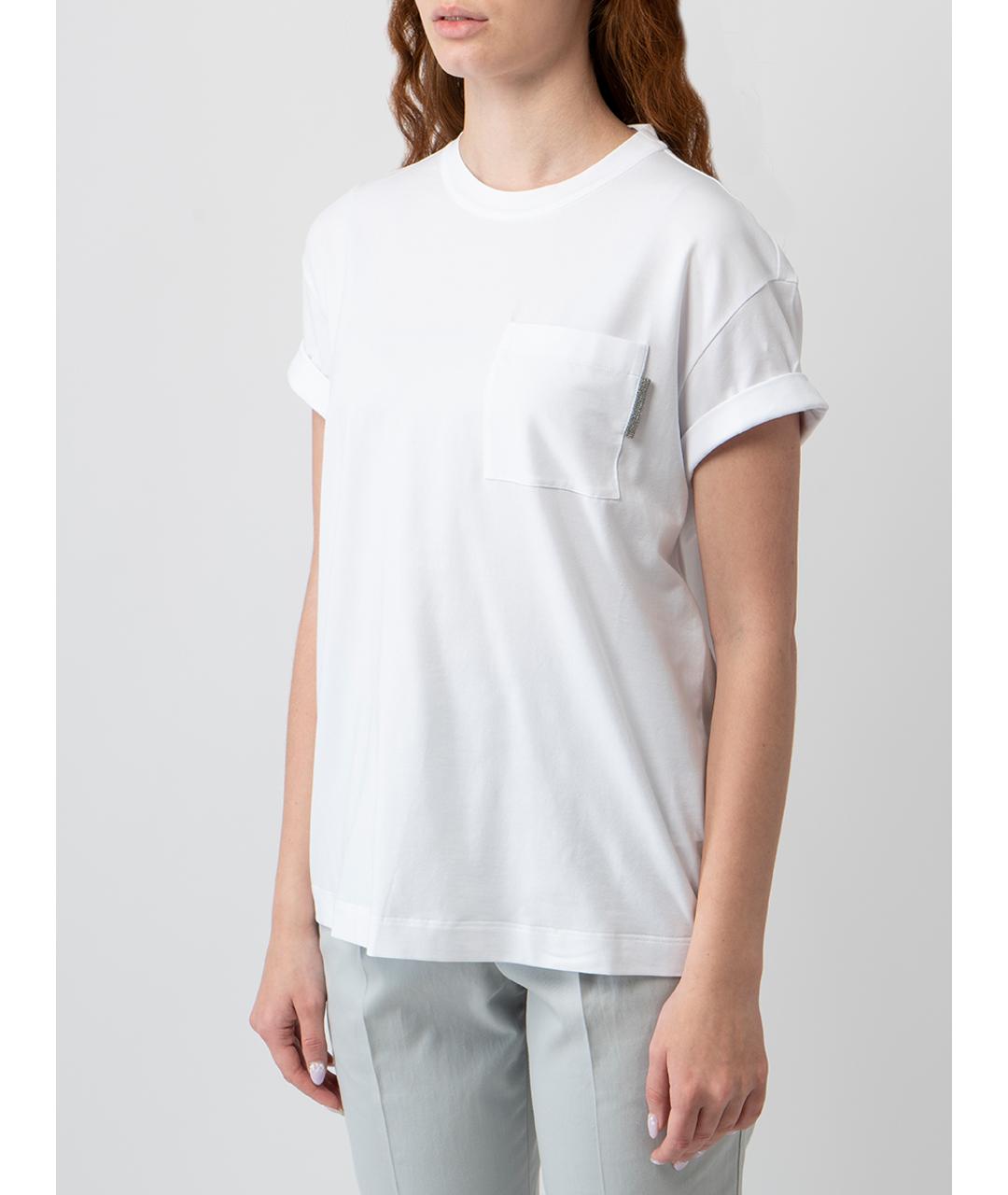 BRUNELLO CUCINELLI Белая хлопковая футболка, фото 5