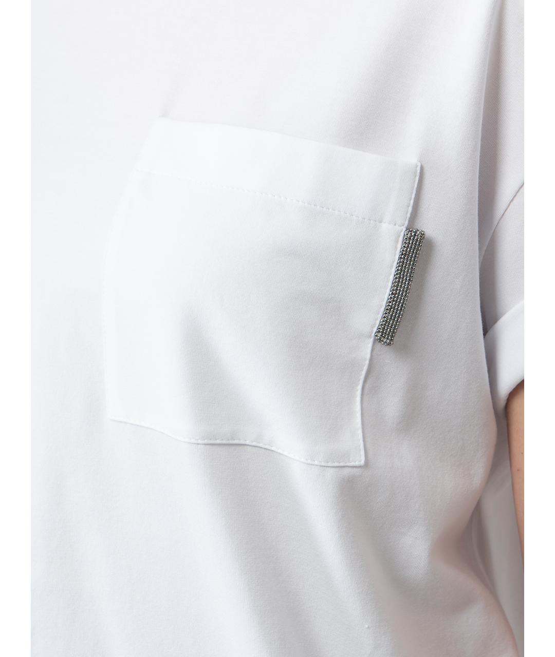 BRUNELLO CUCINELLI Белая хлопковая футболка, фото 3