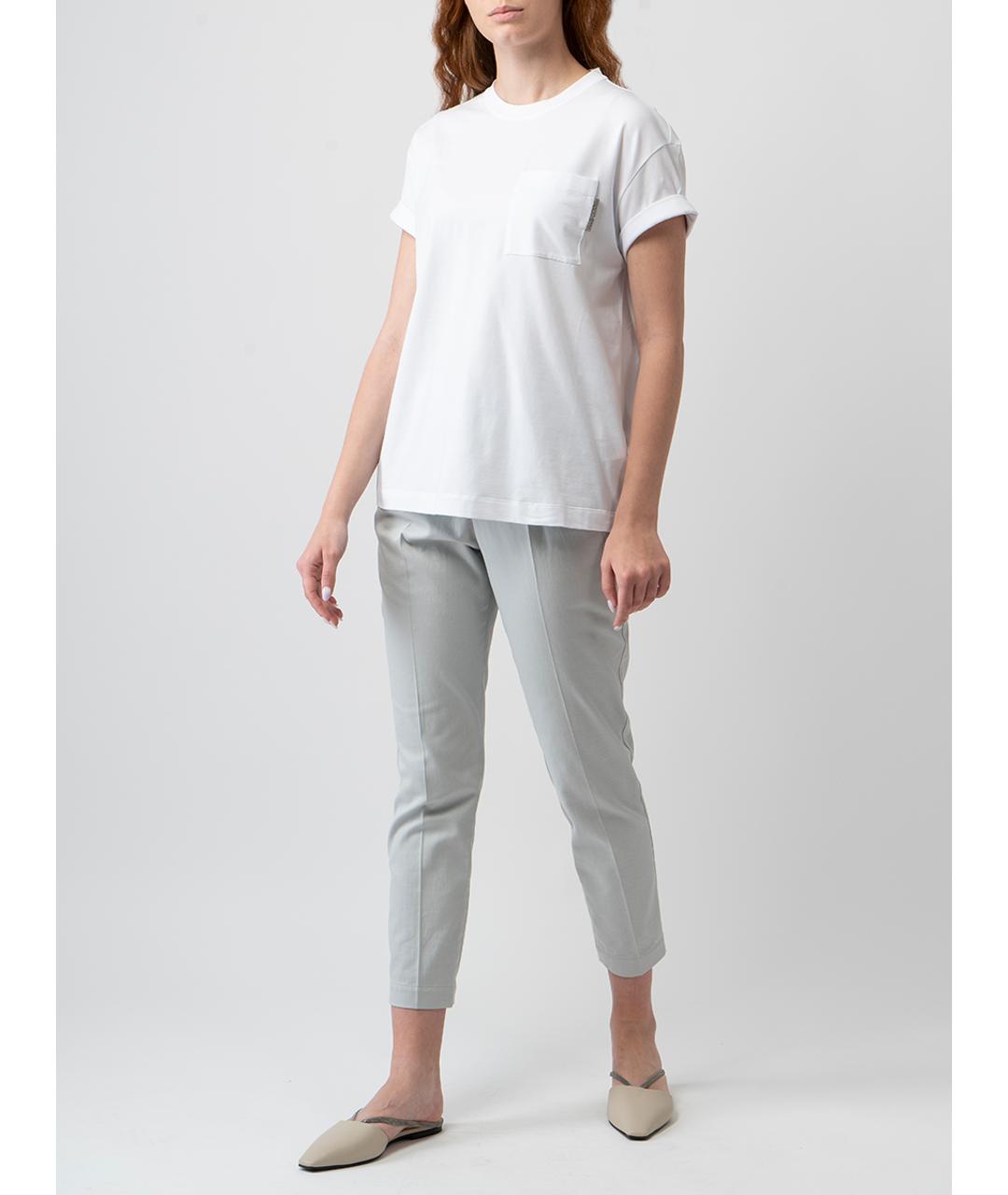 BRUNELLO CUCINELLI Белая хлопковая футболка, фото 4