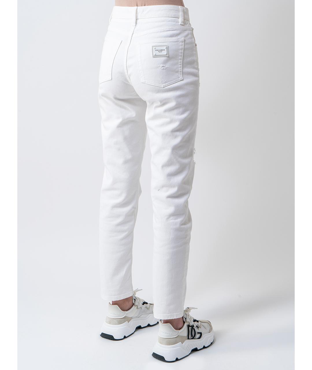 DOLCE&GABBANA Белые хлопковые прямые джинсы, фото 2