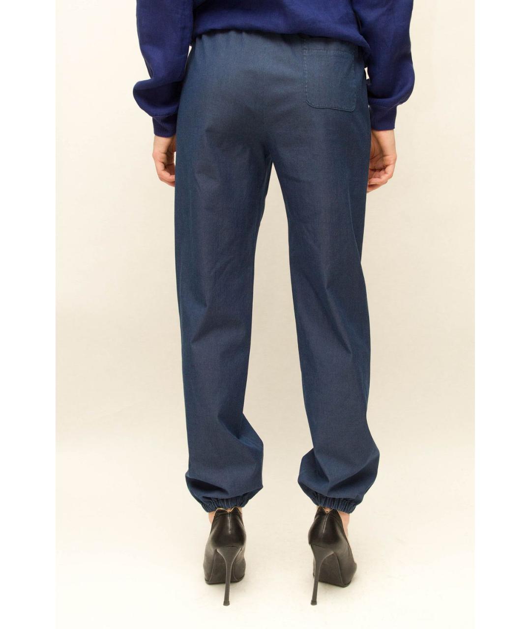 LORO PIANA Синие хлопковые прямые брюки, фото 3