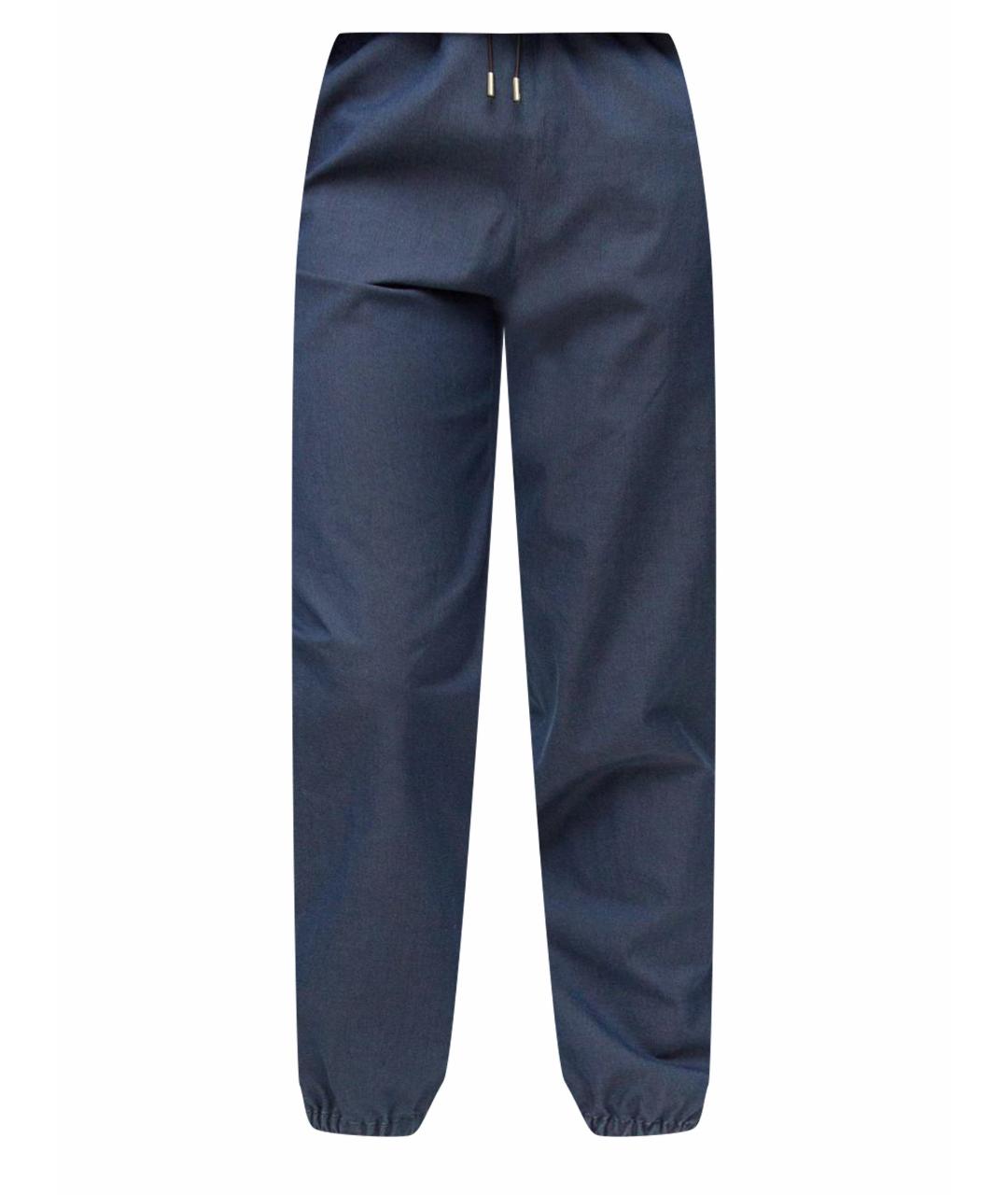 LORO PIANA Синие хлопковые прямые брюки, фото 1