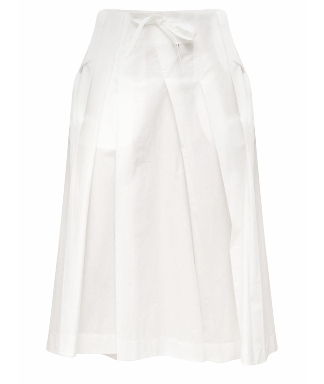 LORO PIANA Белая хлопковая юбка миди, фото 1