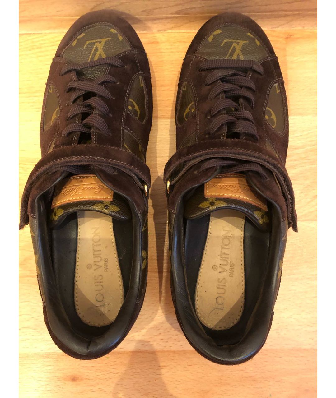 LOUIS VUITTON PRE-OWNED Коричневые кожаные кроссовки, фото 3