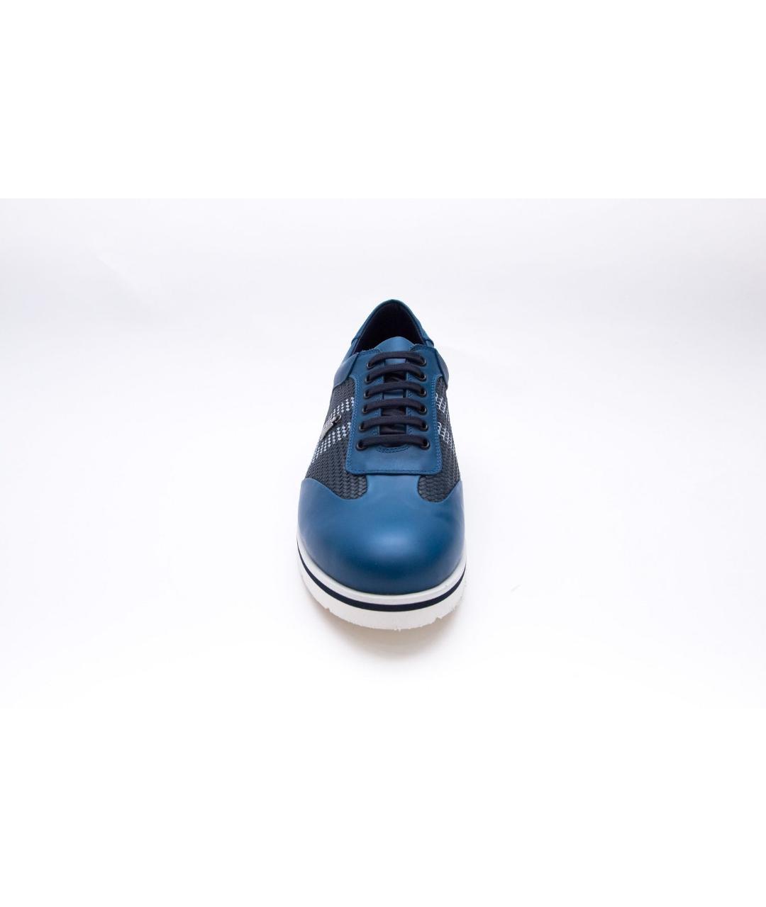 ZILLI Синие кожаные низкие кроссовки / кеды, фото 3