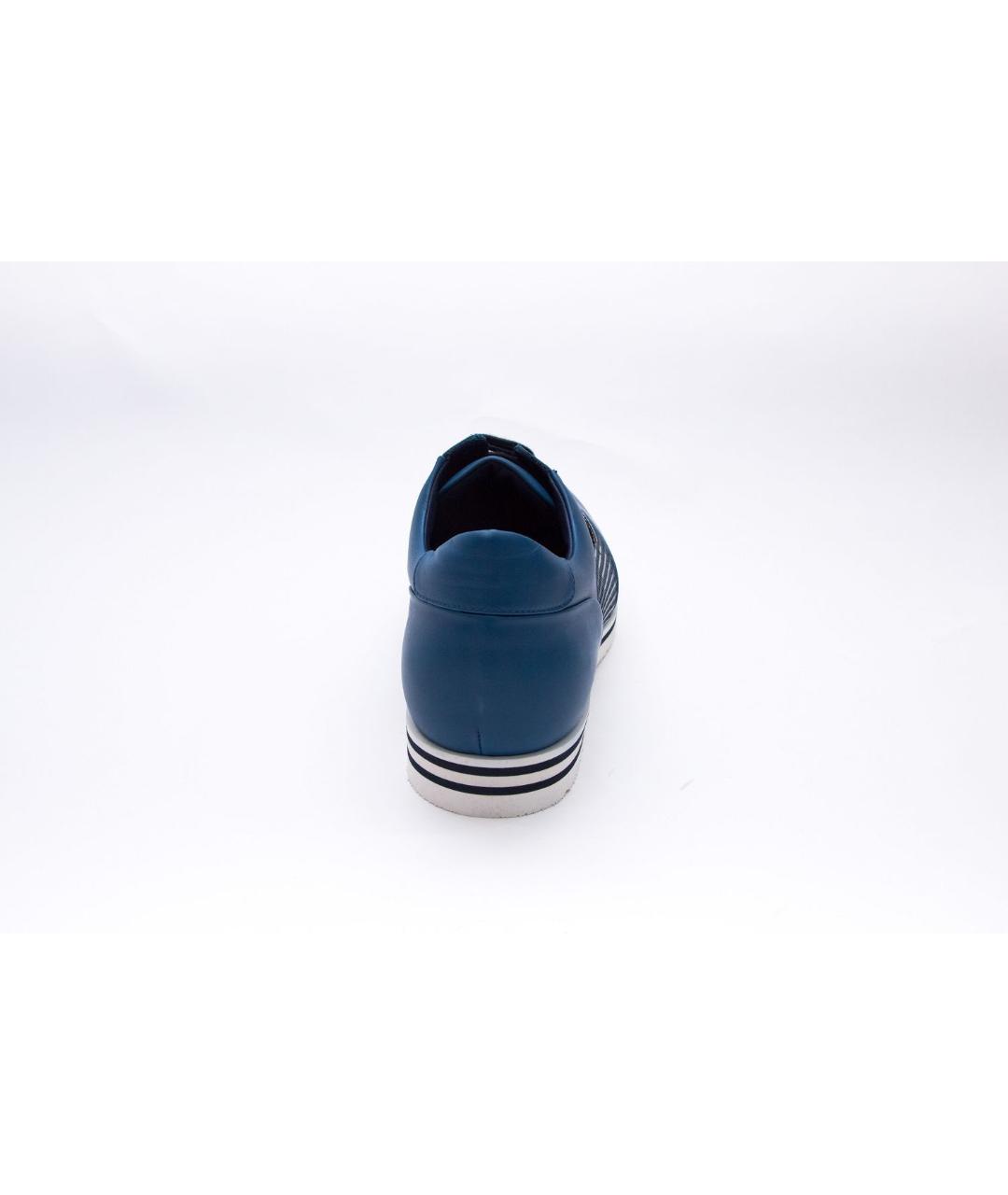 ZILLI Синие кожаные низкие кроссовки / кеды, фото 2