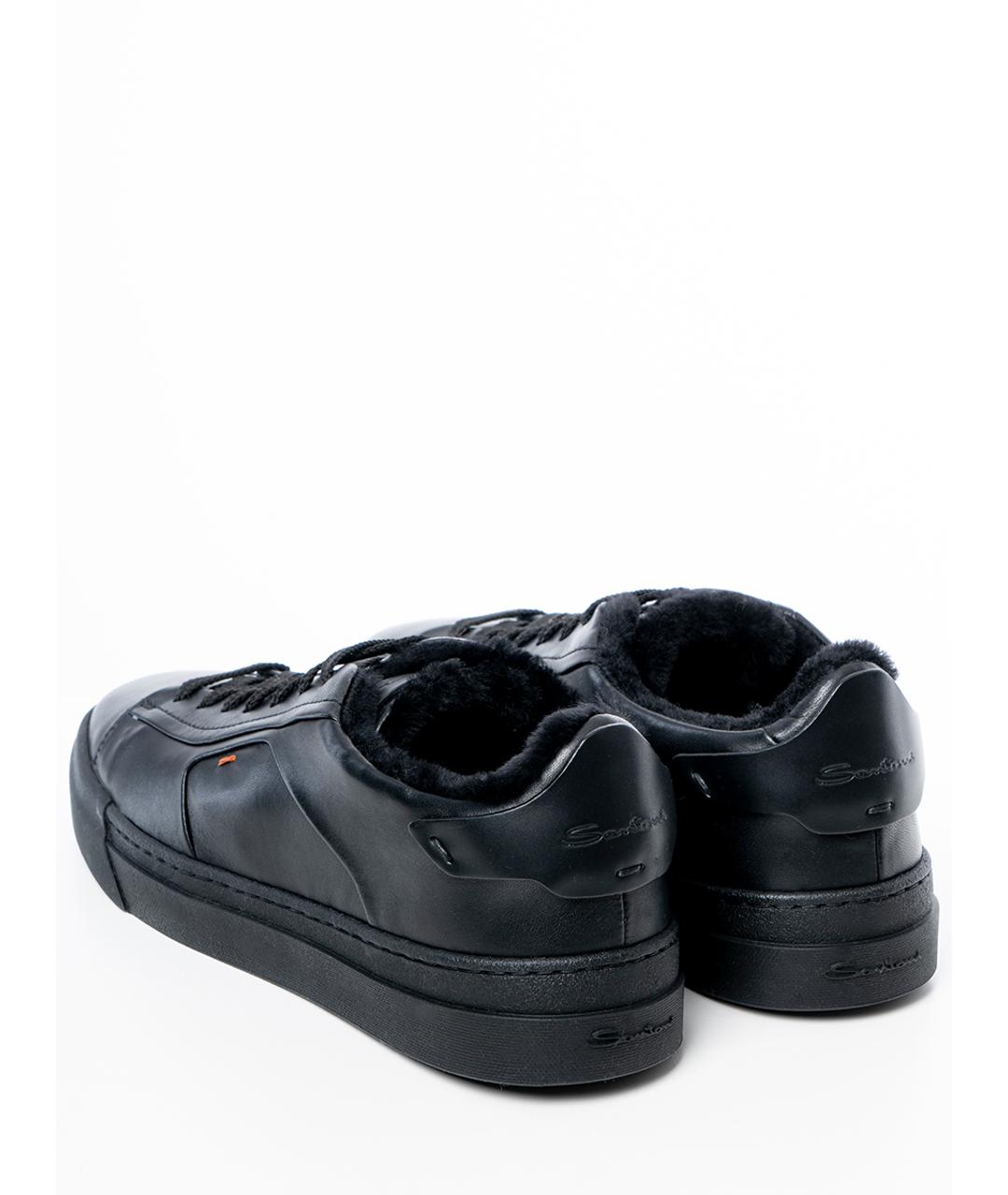SANTONI Черные кожаные низкие ботинки, фото 2