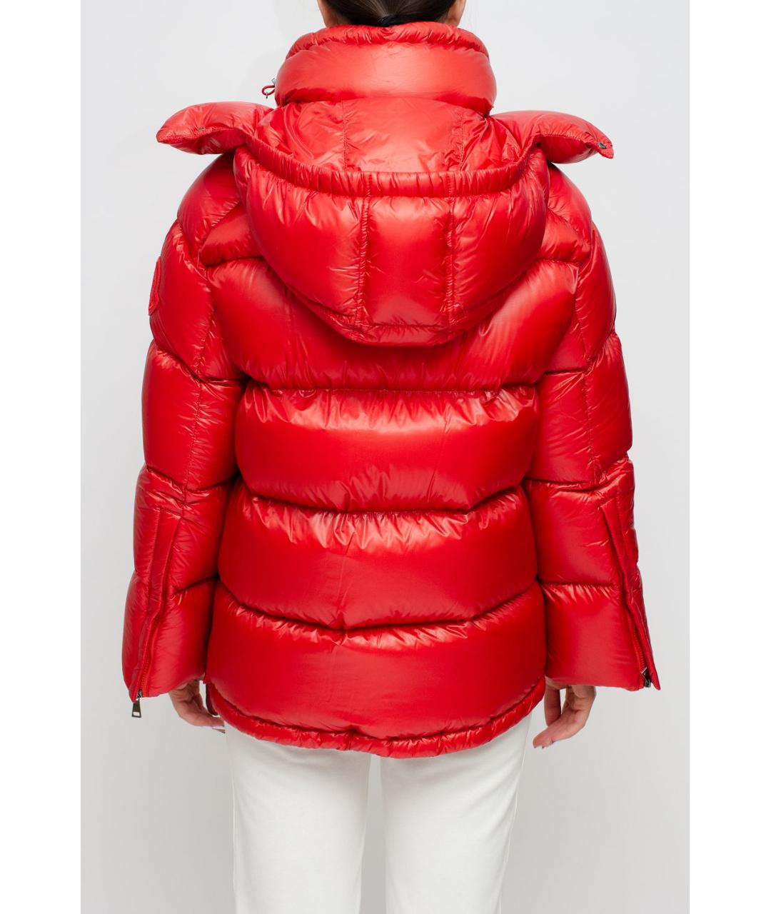 MONCLER Красный полиамидовый пуховик, фото 3