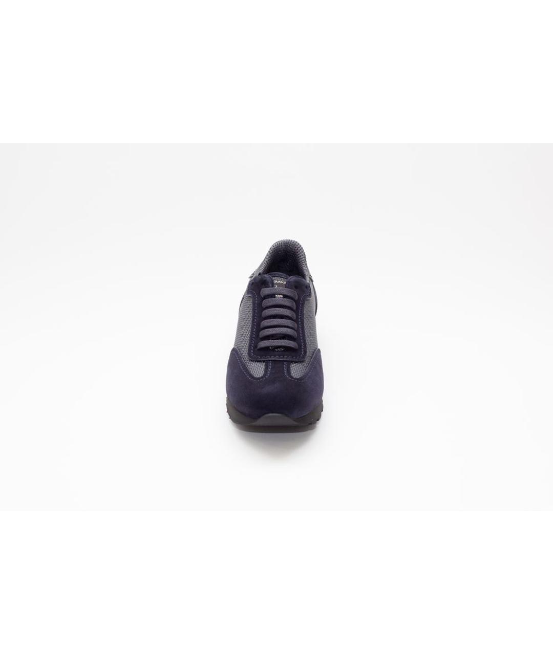 BRIONI Темно-синие кожаные низкие кроссовки / кеды, фото 2