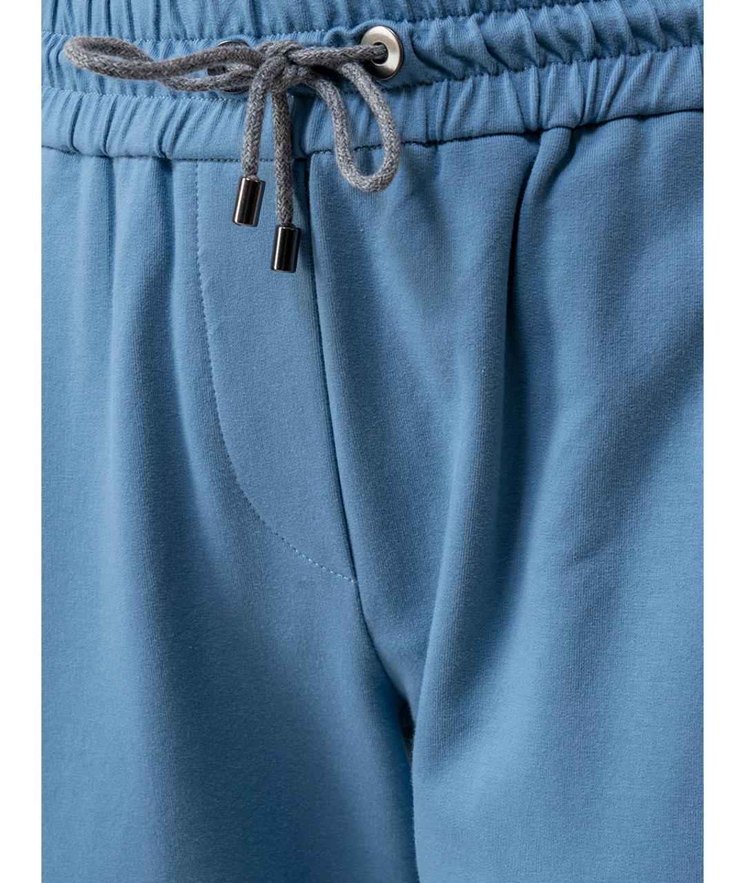 BRUNELLO CUCINELLI Голубые хлопковые спортивные брюки и шорты, фото 4