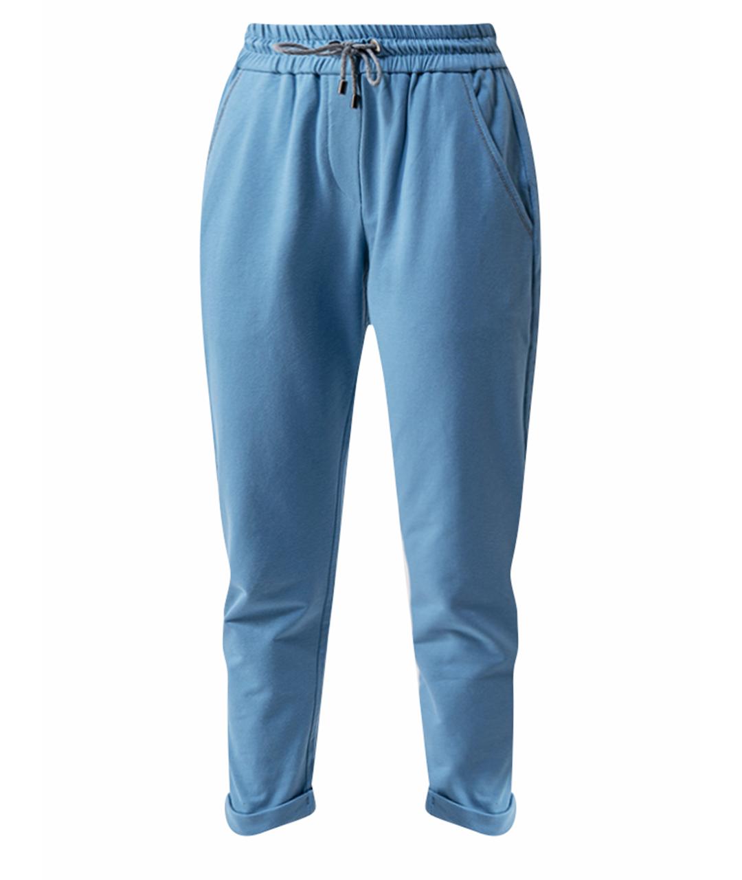 BRUNELLO CUCINELLI Голубые хлопковые спортивные брюки и шорты, фото 1