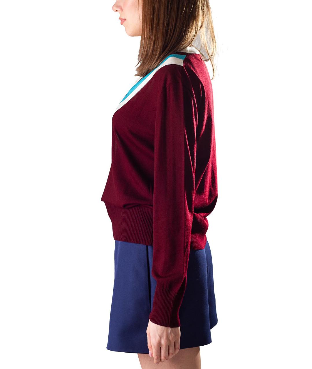 VALENTINO Бордовый шерстяной джемпер / свитер, фото 2