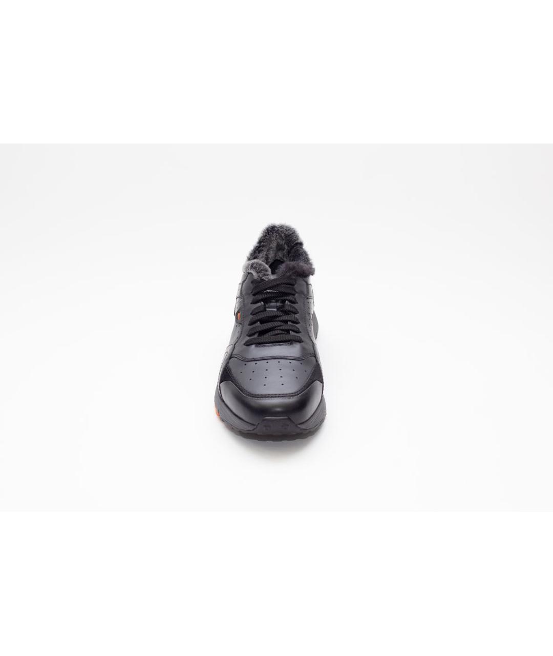 SANTONI Черные кожаные низкие кроссовки / кеды, фото 4
