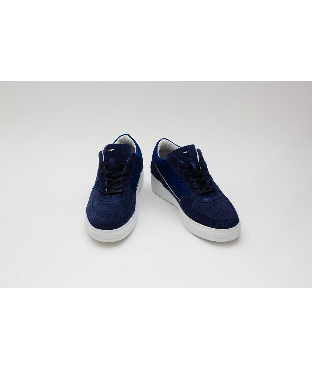 ALBERTO GUARDIANI Синие кожаные низкие кроссовки / кеды, фото 3