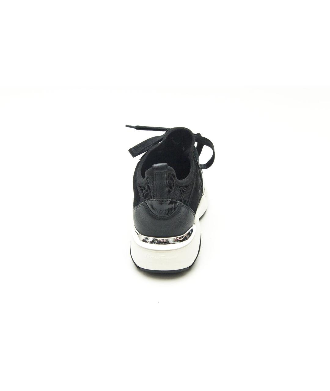 SALVATORE FERRAGAMO Черные кожаные кроссовки, фото 4